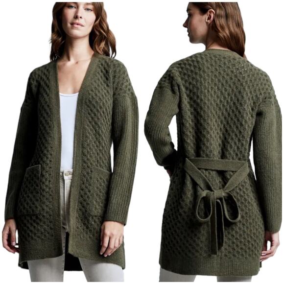L’Agence NWT Juna Cable Cardigan Olive Green Size XL Wool Blend Oversized Fit